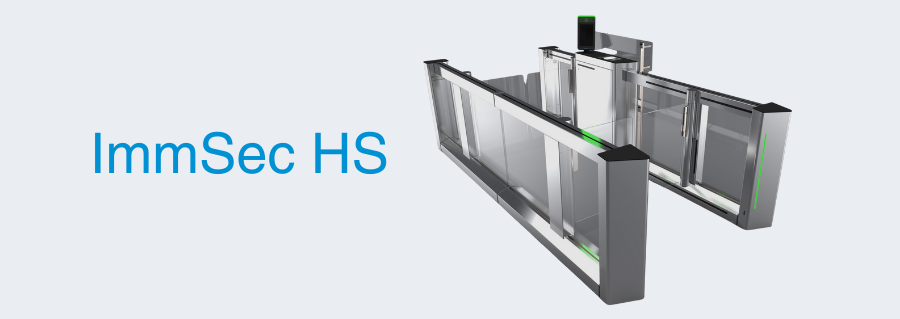 ImmSec HS Grey Graphic Immigration gate render with overhead camera detection